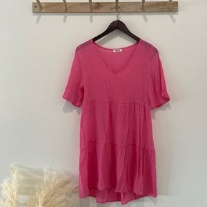 Aolro Hot Pink Swim Coverup Dress